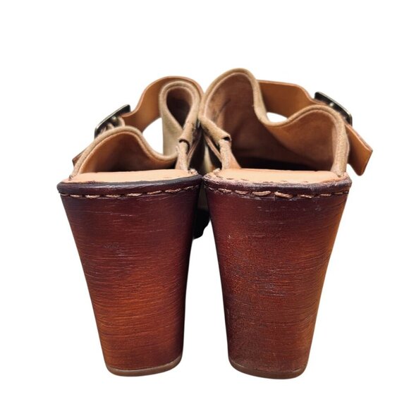 Born Hannah 10 Square Toe Suede Buckle Mule Clog Platform Boho Western Comfort - Picture 10 of 11